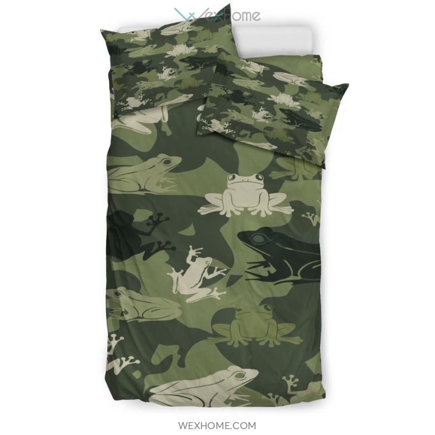 Quilt Camo Frog Bedding – Duvet Cover And Pillowcase Set – Unique Design Amazing Gift