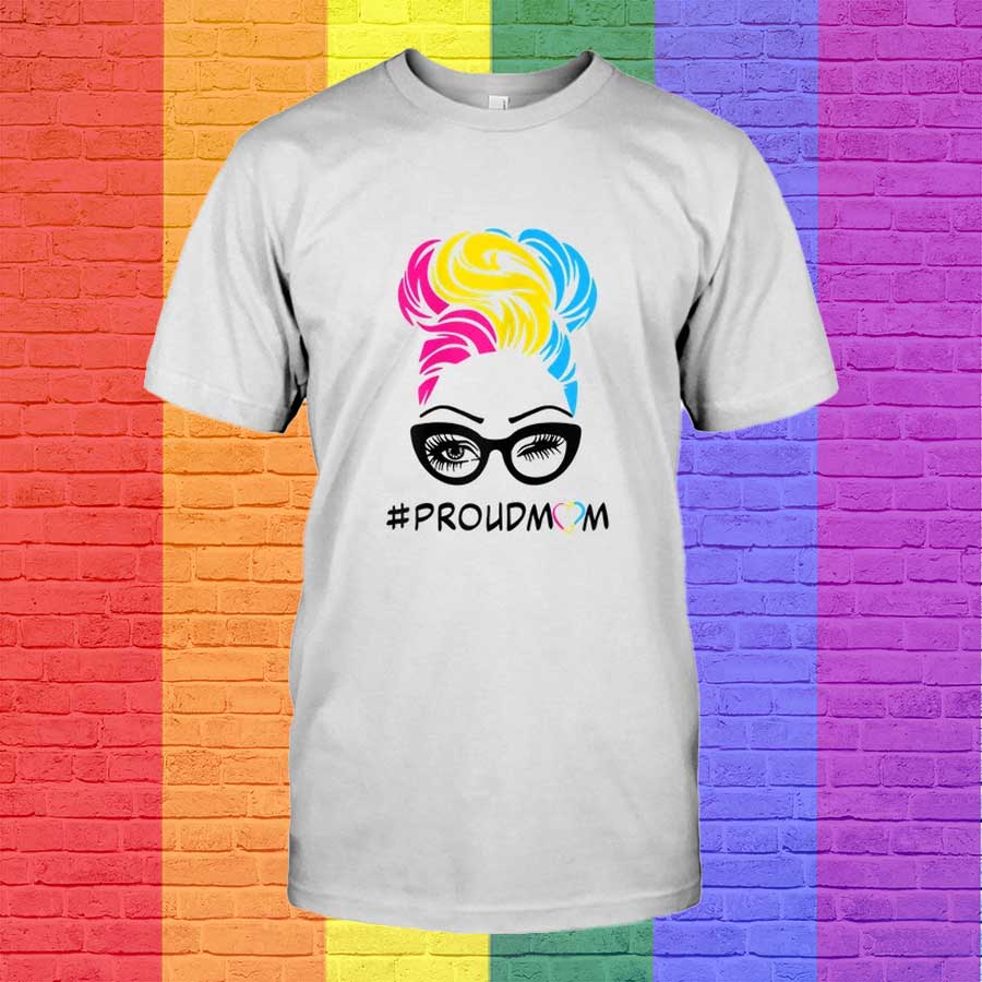 Pansexual T Shirt, Proud Mom Messy Bun Mommy Pansexual Lgbt Pride T Shirt. Shirt For Pride