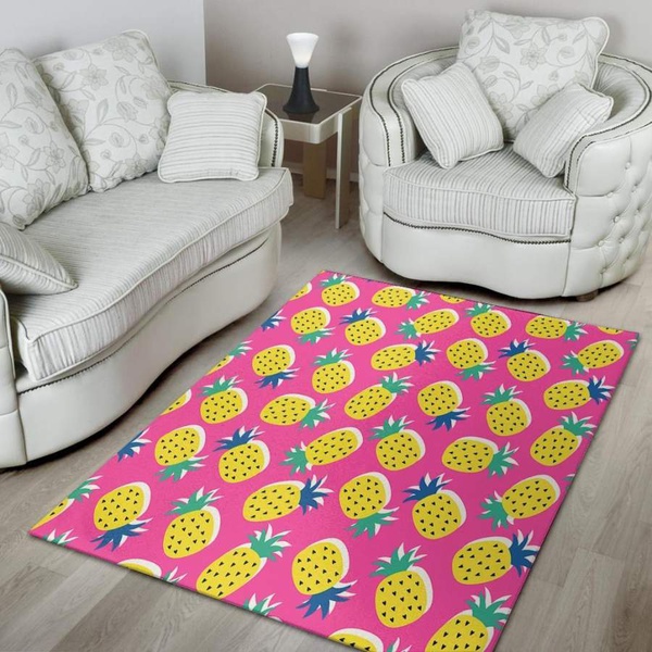 Pink Pineapple Print Area Rug