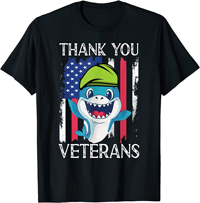 Shark Proud Veteran Thank You Veterans Adult Kids Toddler T-Shirt