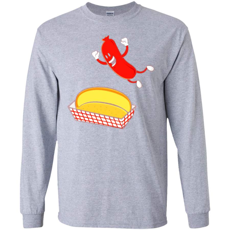 AGR Funny Hot Dog T-shirt- BBQ- Cartoon Weiner- Zany Brainy SWEATSHIRT