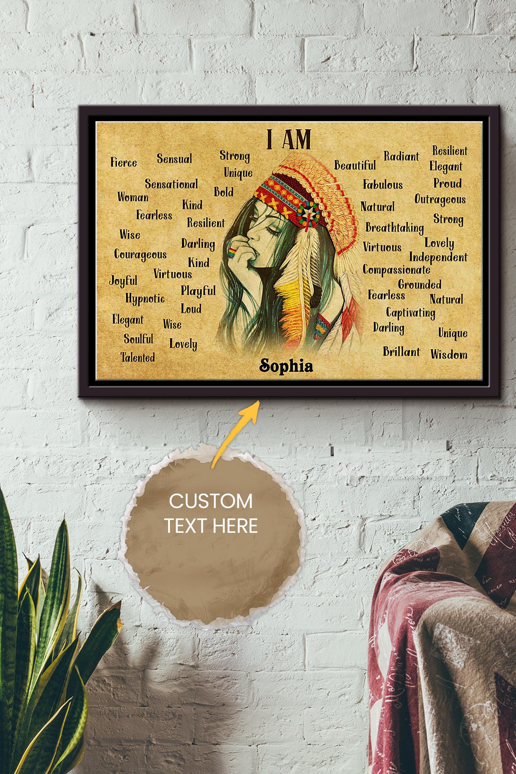 Native Girl Personalized Poster – Women Wall Art – Gift For African Woman Home Decor Framed Matte Canvas