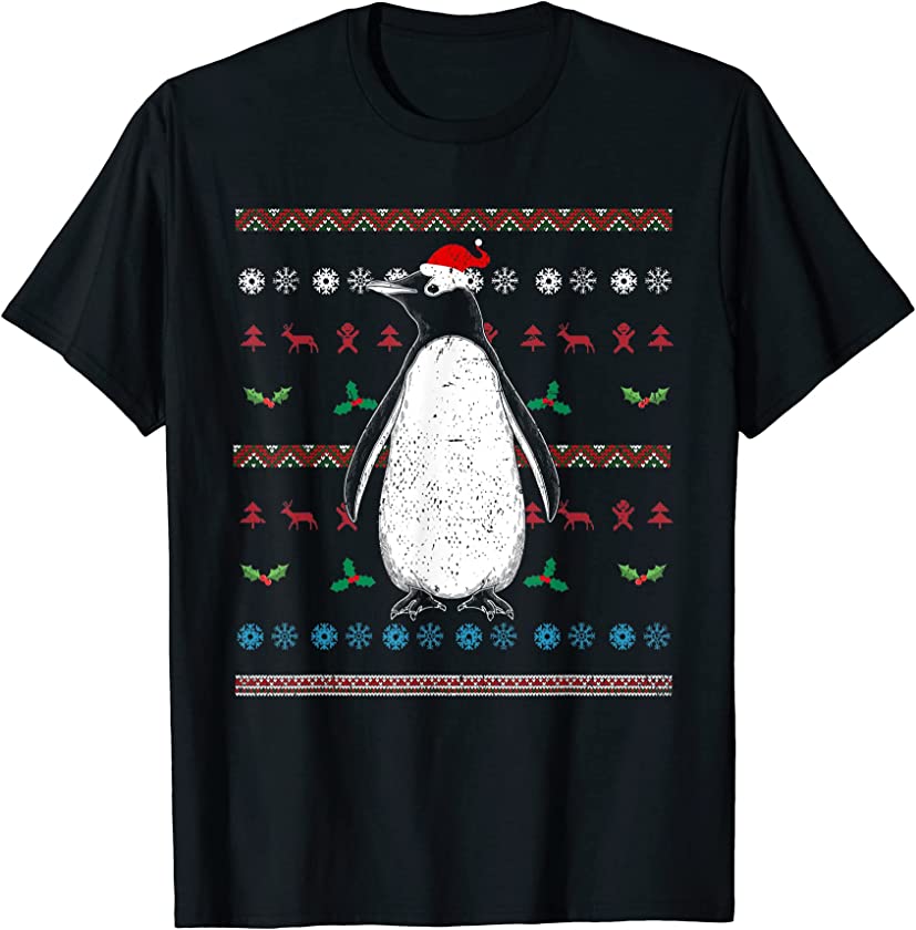 Antarctica Zoo Animal Merry Xmas Ugly Christmas Penguin T-Shirt