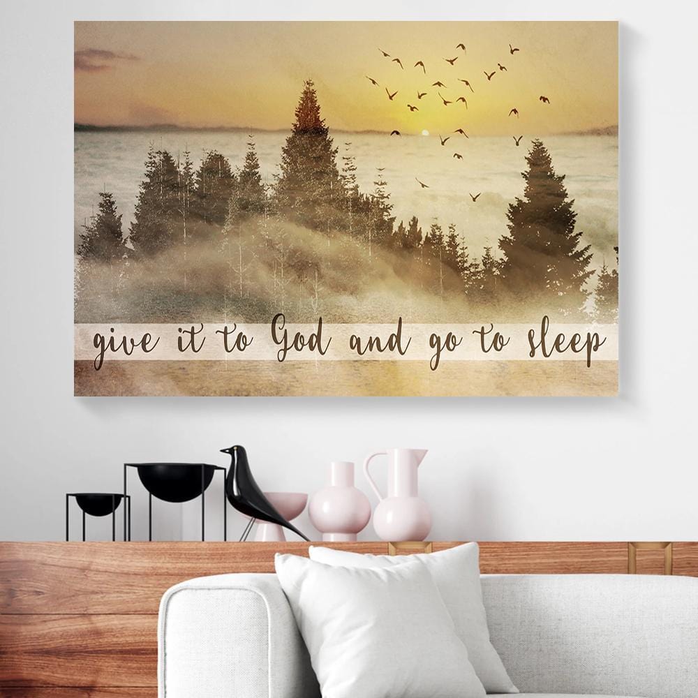 Canvas Painting Give It To God And Go To Sleep Sunset Vintage Christian Canvas Wall Art Home Decoration