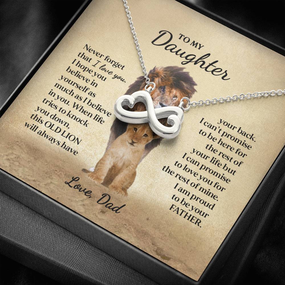 To My Daughter Gifts From Lion Dad, Infinity Love Necklace Gift For Christmas Birthday Valentine From Father