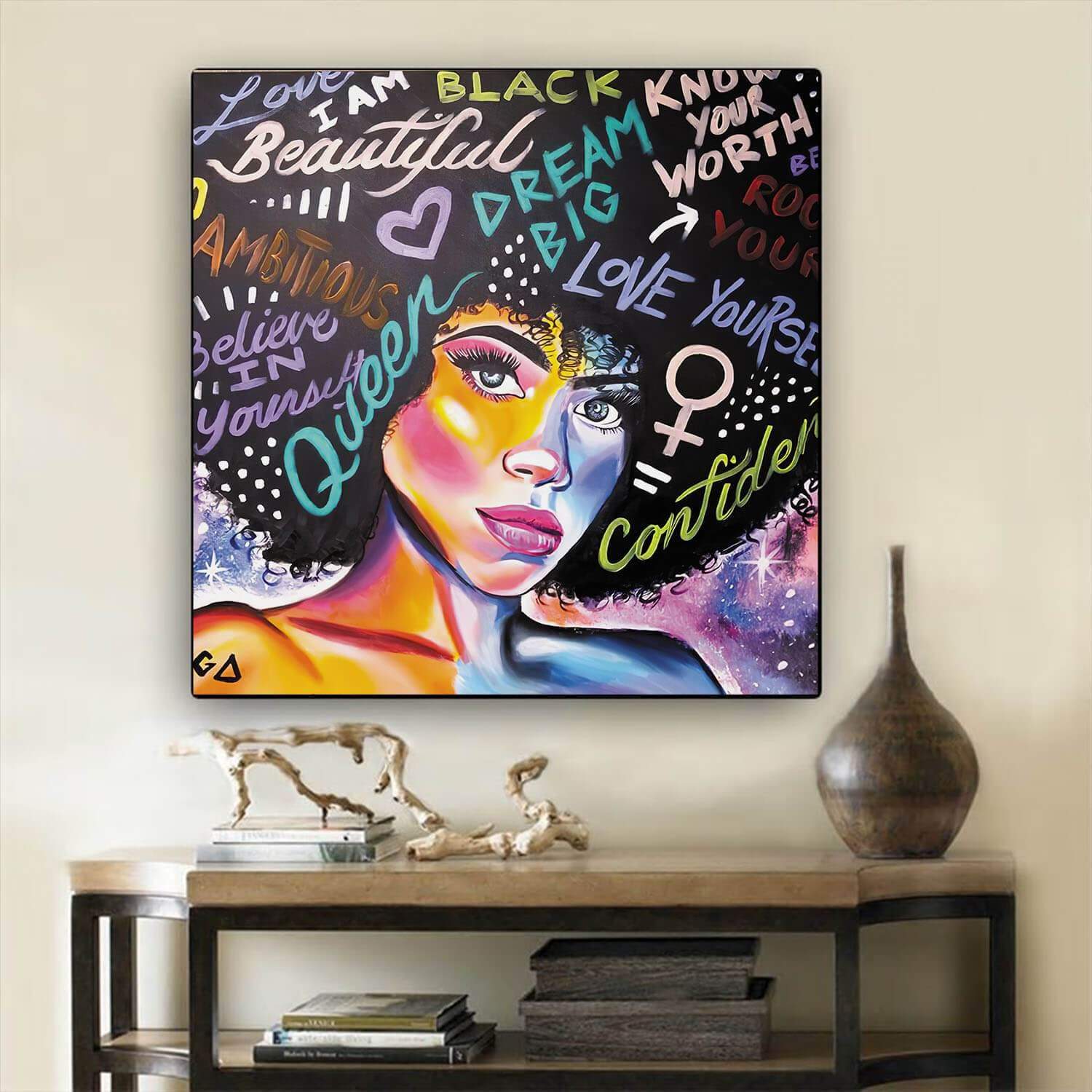 African Canvas Art Pretty Black American Woman Modern African American Art Afrocentric Home Decor BPS96681