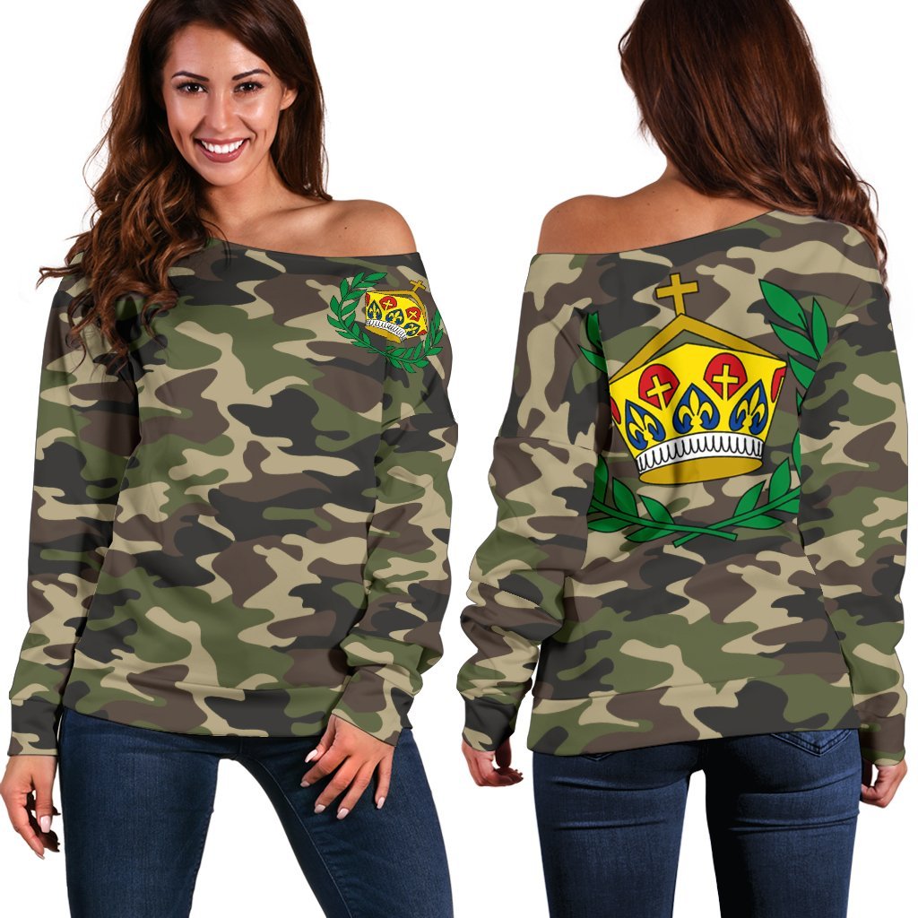 Tonga Sherpa Camo Shoulder Sweater