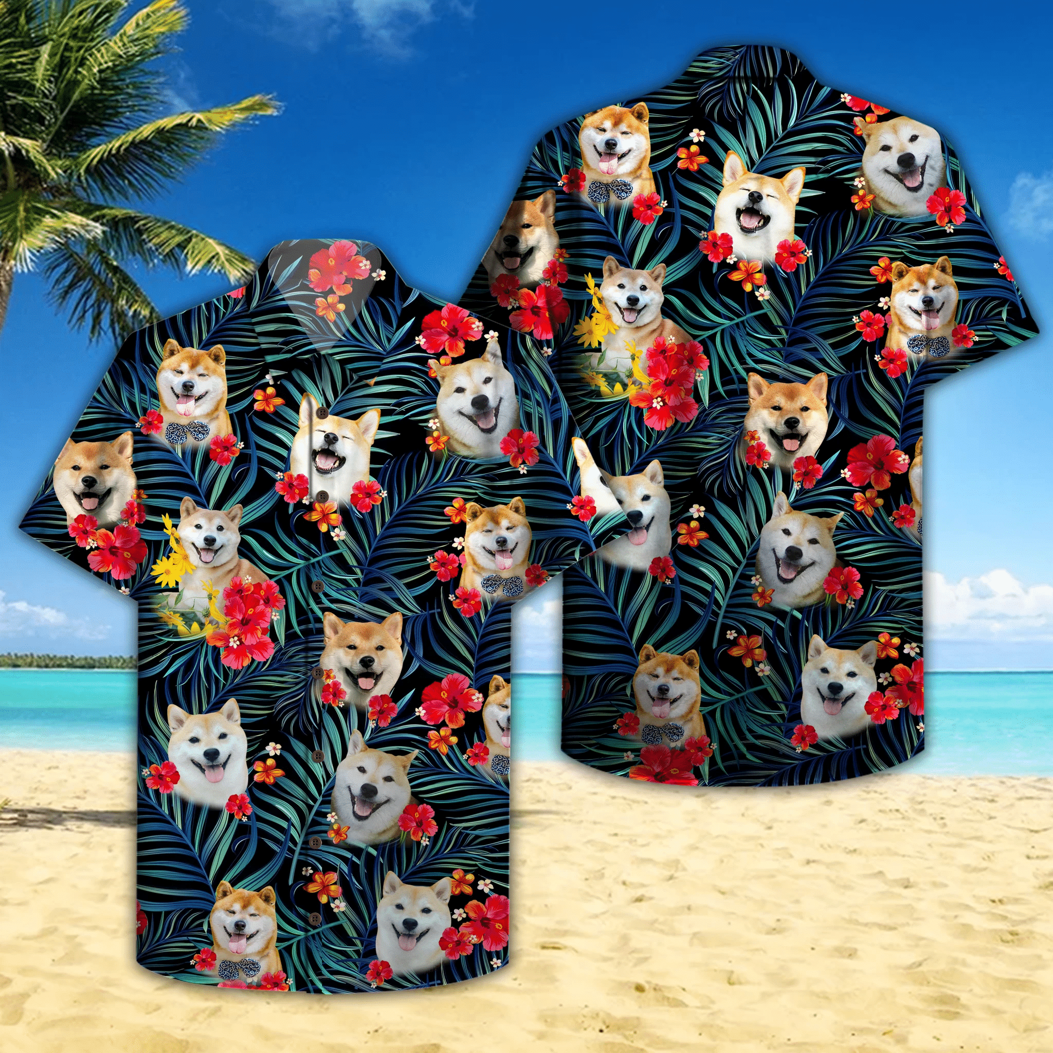 Waybackapparel Shiba Inu Funny Hawaiian 3D Hawaiian Shirt