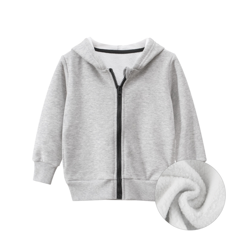 2022 Autumn Winter Baby Hoodie Clothes Kids Boys Girls Zipper Villus Solid Simplified Coat Sweatshirt Clothing alx