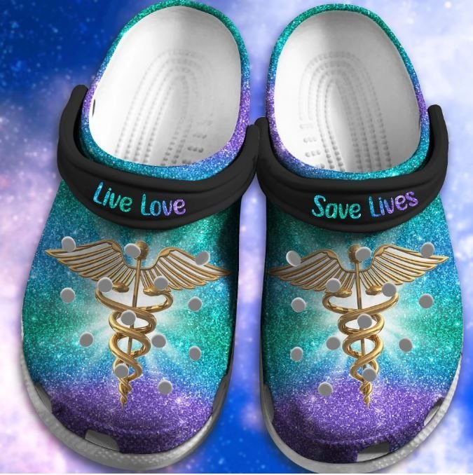 Gradient Glitter Nurse Crocs Shoes – Live Love Crocs Crocbland Clog Birthday Gift For Woman Girl Man Woman Boy Girl