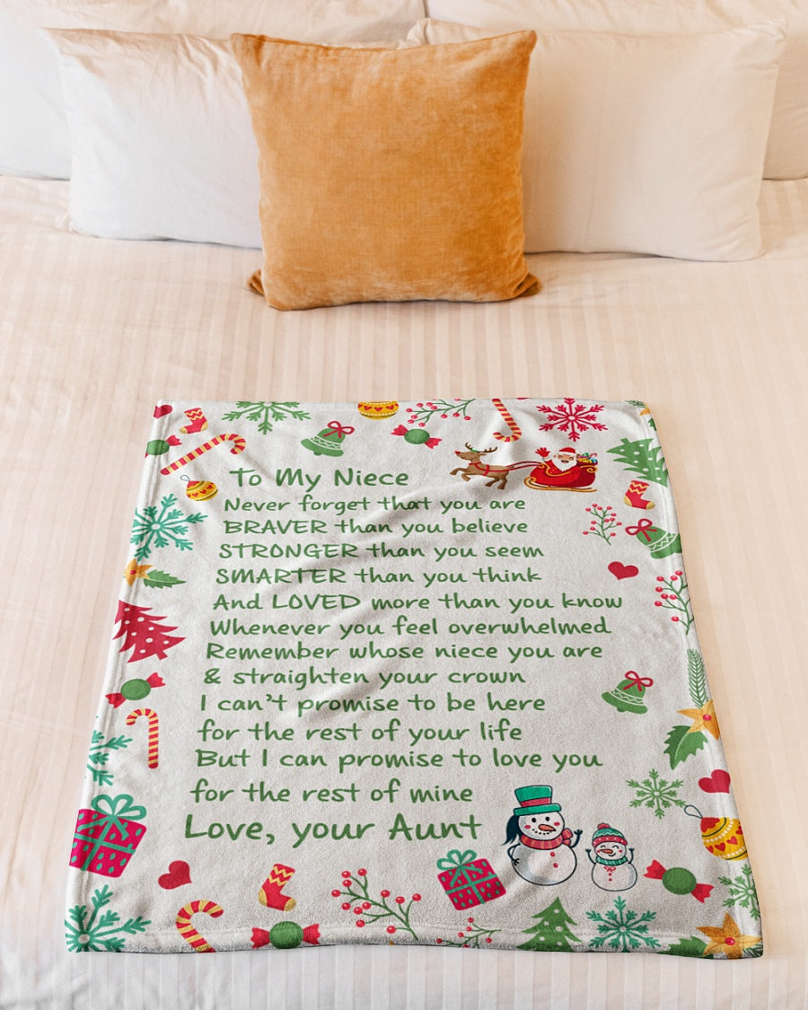 To My Niece Loved More Than You Know Christmas Blanket Gift For Niece From Aunt Home Decor Bedding Couch Sofa Soft And Comfy Cozy