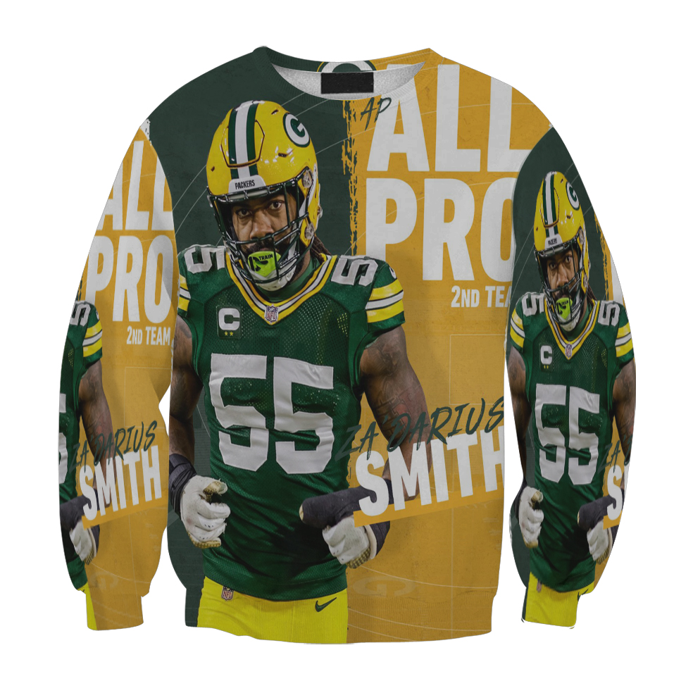 Green Bay Packers Za Darius Smith No55 Gift For Fan 3D Full Printing Sweatshirt