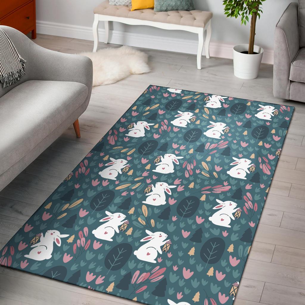 Rabbit Pattern Print Design Rb013 Area Rugs