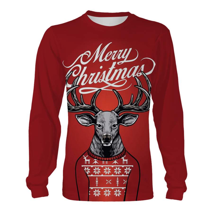 Deer Christmas Hunting christmas clothes 3D All over print T-shirt, Sweatshirt, Long sleeves, Hoodie  – Gifts for hunters Christmas hunting gift for Men, Women and Kid – FSD531