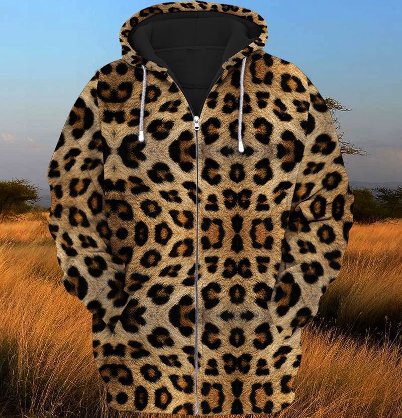 3D Leopard Full Print Graphic 3D All Over Printed Unisex Hoodie Zip Hoodie T-Shirt Plus Size S-5Xl