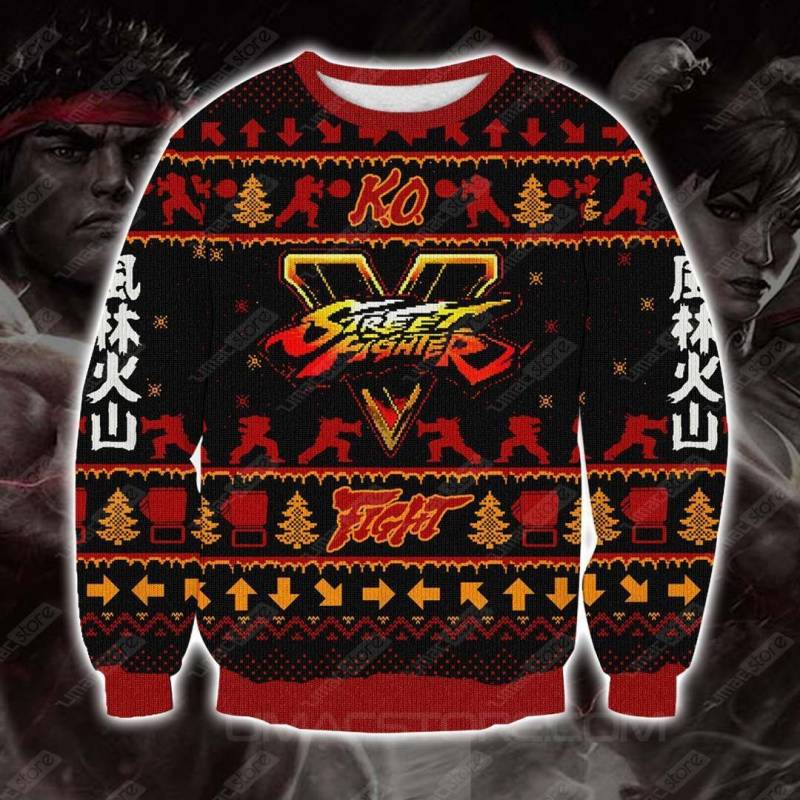 Street Fighter 3D Print Ugly Christmas Sweatshirt