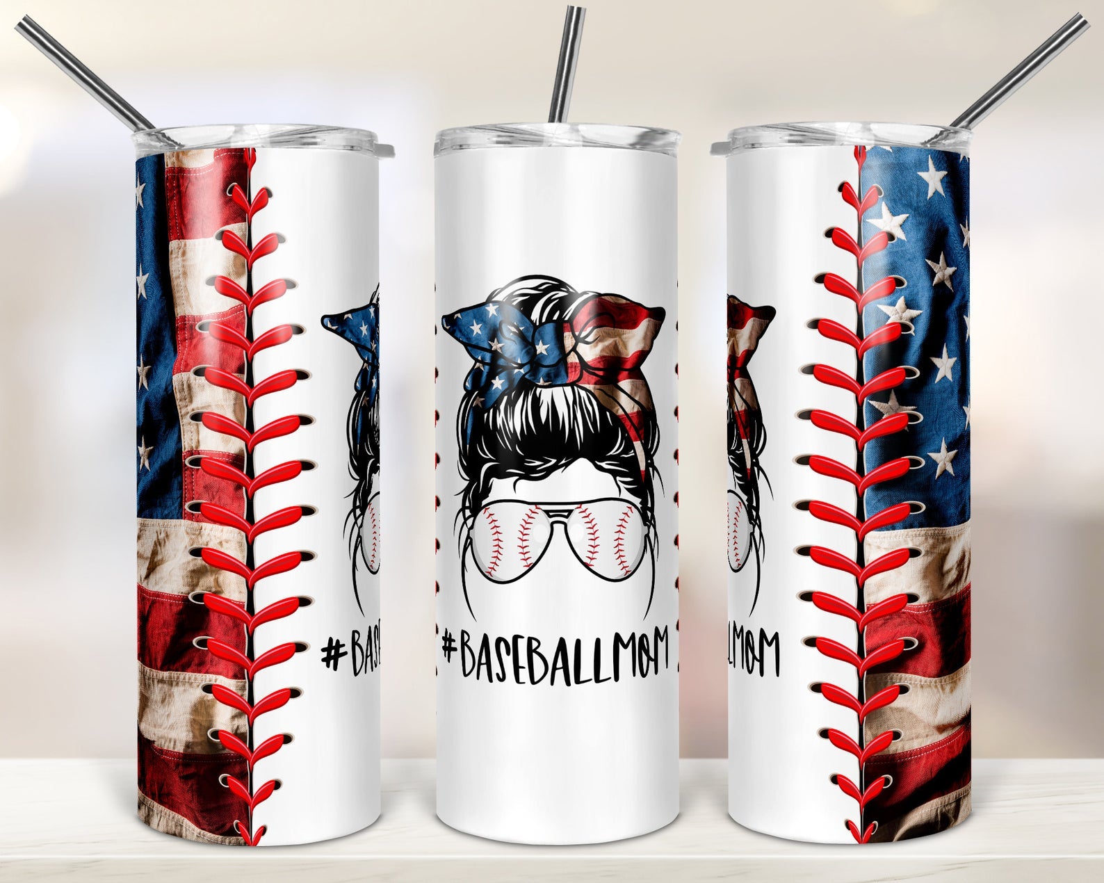 American Baseball Mom Life 20Oz Skinny Tumbler