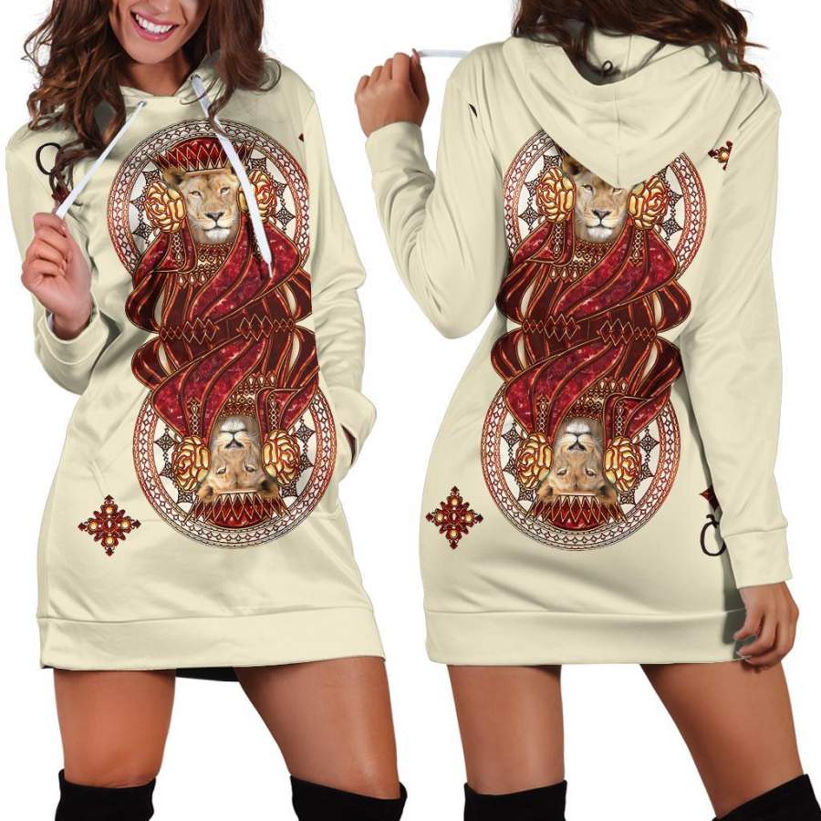 3D All Over The Lion Queen Hoodie Dress Blanket