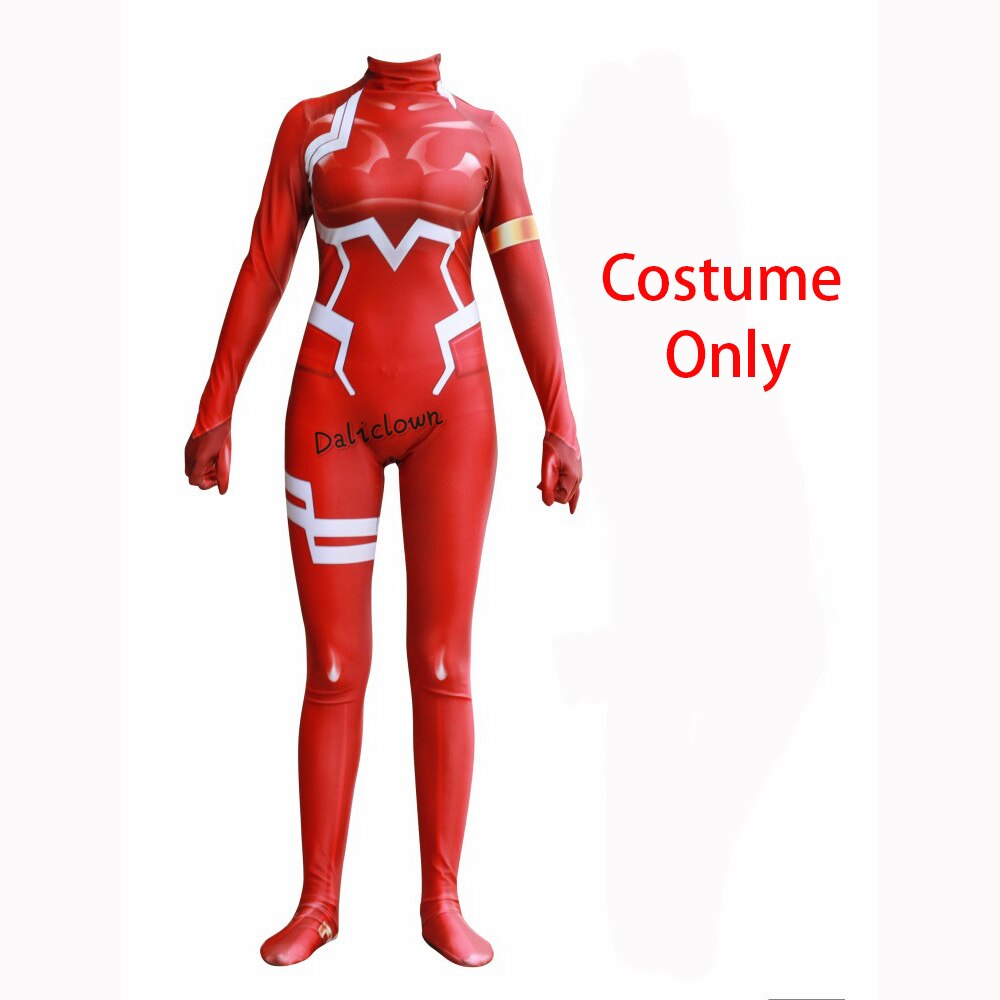 Anime Darling In The franxx 02 Zero Two Cosplay Costume For Women Halloween Costume Wig 3D Printing Bodysuit Zentai Suit alx