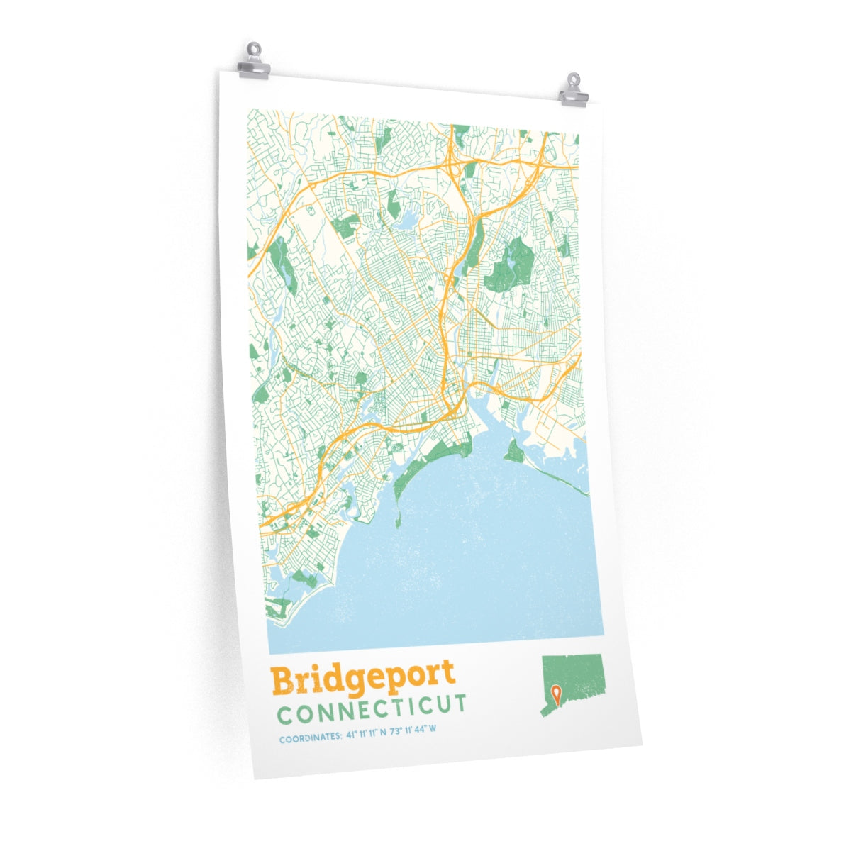 Bridgeport Connecticut City Street Map Poster Poster Art Design 7185