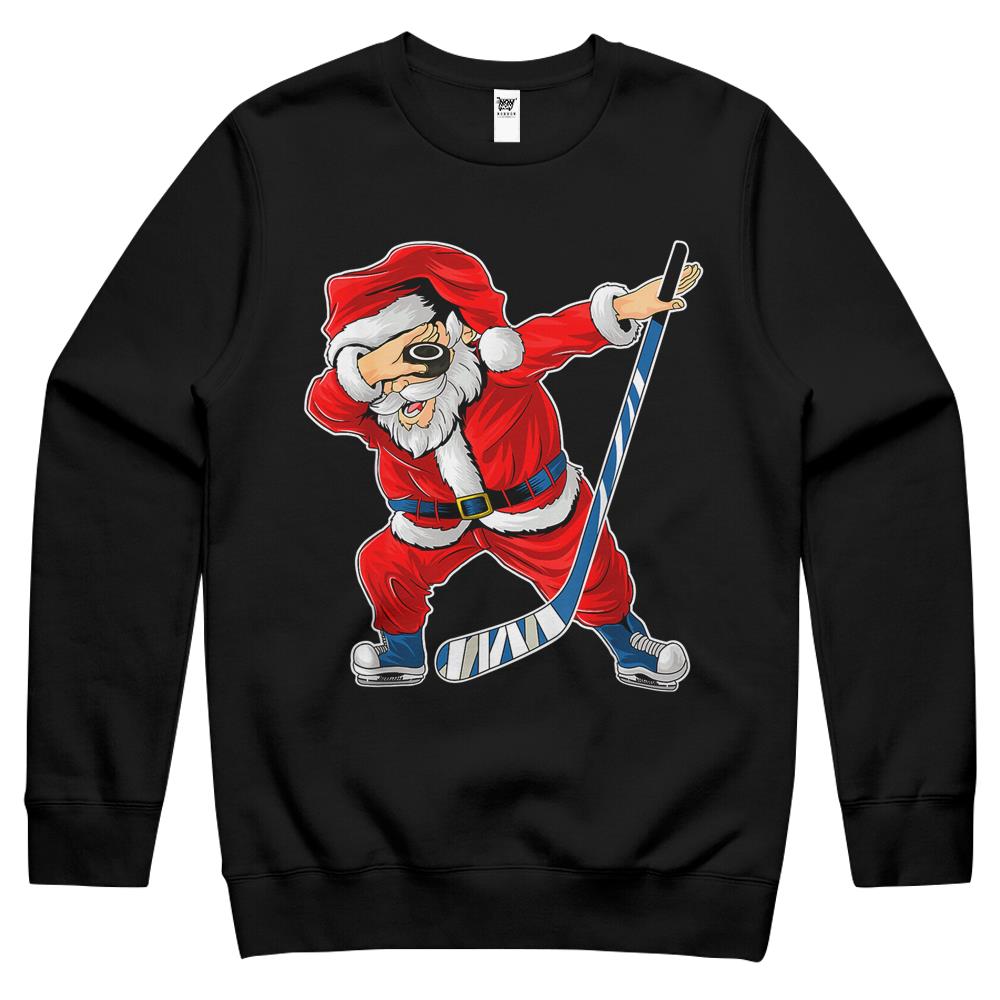 Ice Hockey Dabbing Santa Claus Hockey Player Christmas Crewneck Sweatshirt