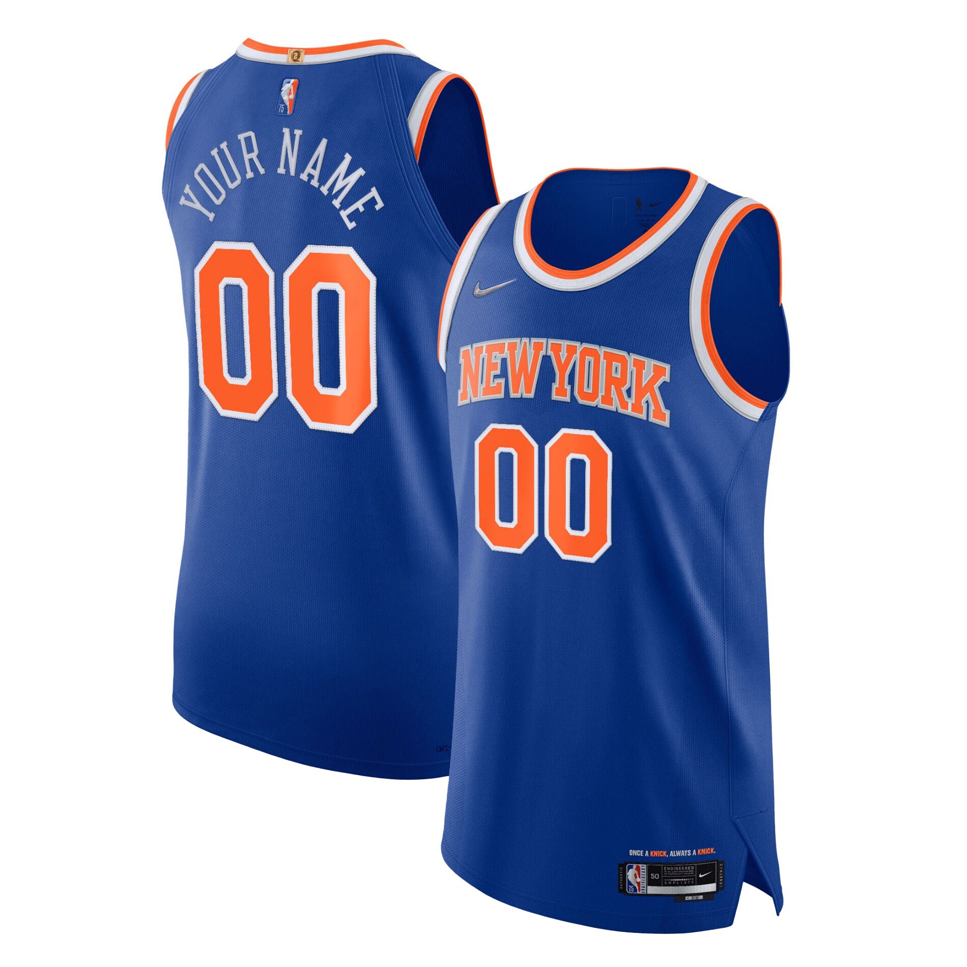 New York Knicks 2021/22 Diamond Swingman Authentic Custom Jersey – Icon Edition – Blue