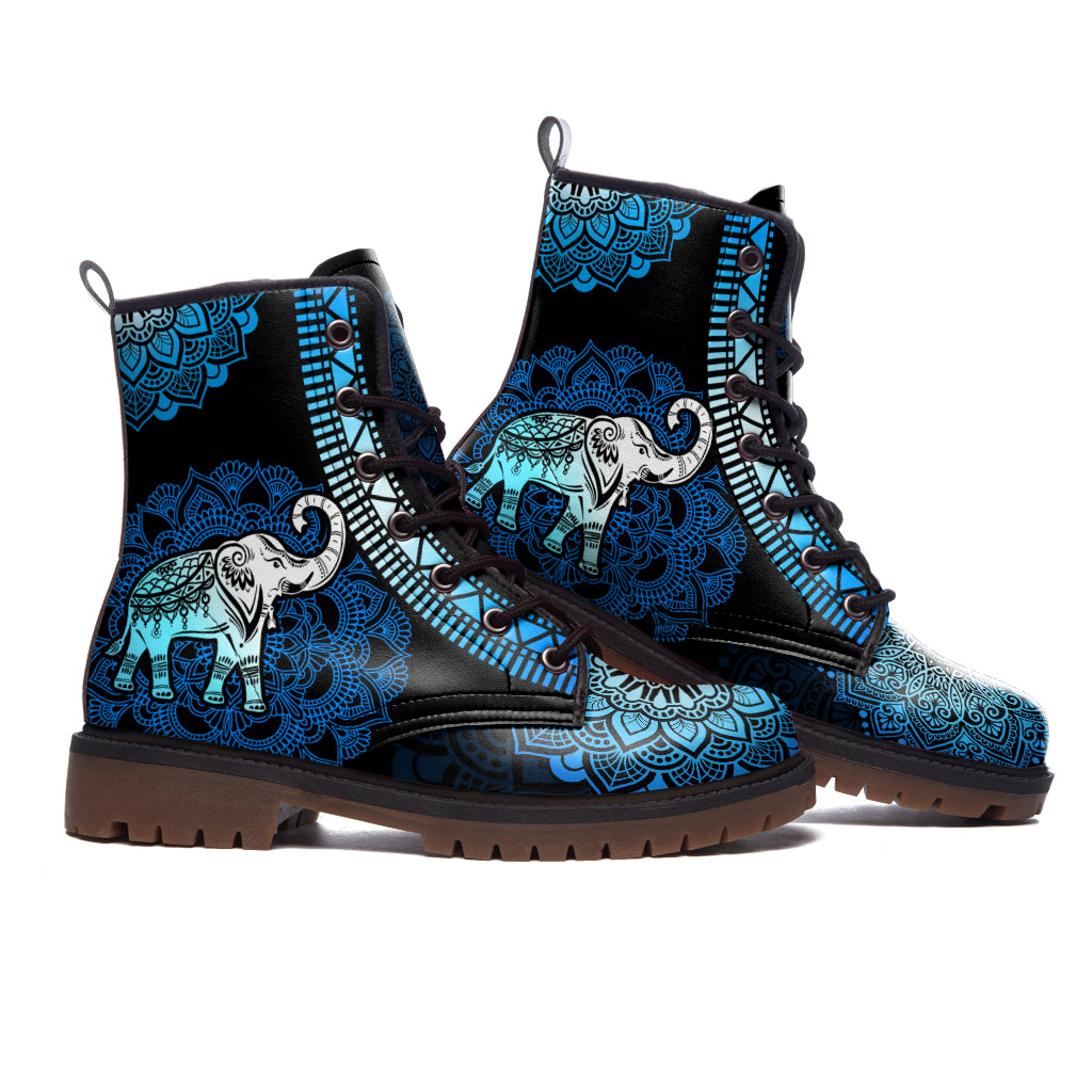 Likehiki Shoes For Men And Women Elephant Mandala Art Light Martin Boots New Version Multiple Size Short Leather Print Boots