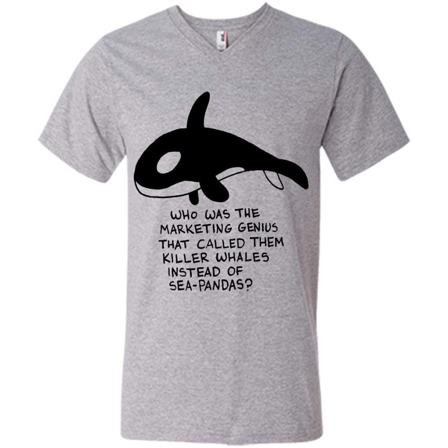 Killer Whales Sea-Pandas – Canvas Unisex V-Neck Shirt