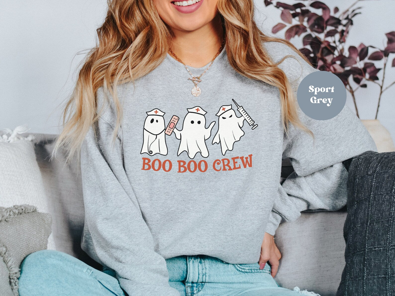 Boo Boo Crew Sweatshirt, Halloween Sweatshirt For Nurse, Spooky Ghost Sweatshirt, Nurse Sweatshirt, Fall Sweatshirt, Nurse Crewneck,Nurse Sweatshirt