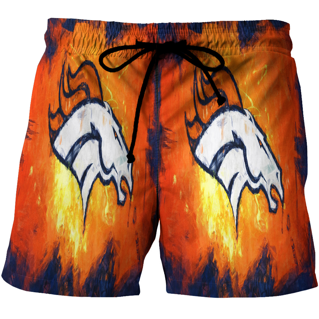 Denver Broncos Emblem V4 3D All Over Print Summer Beach Hawaiian Short