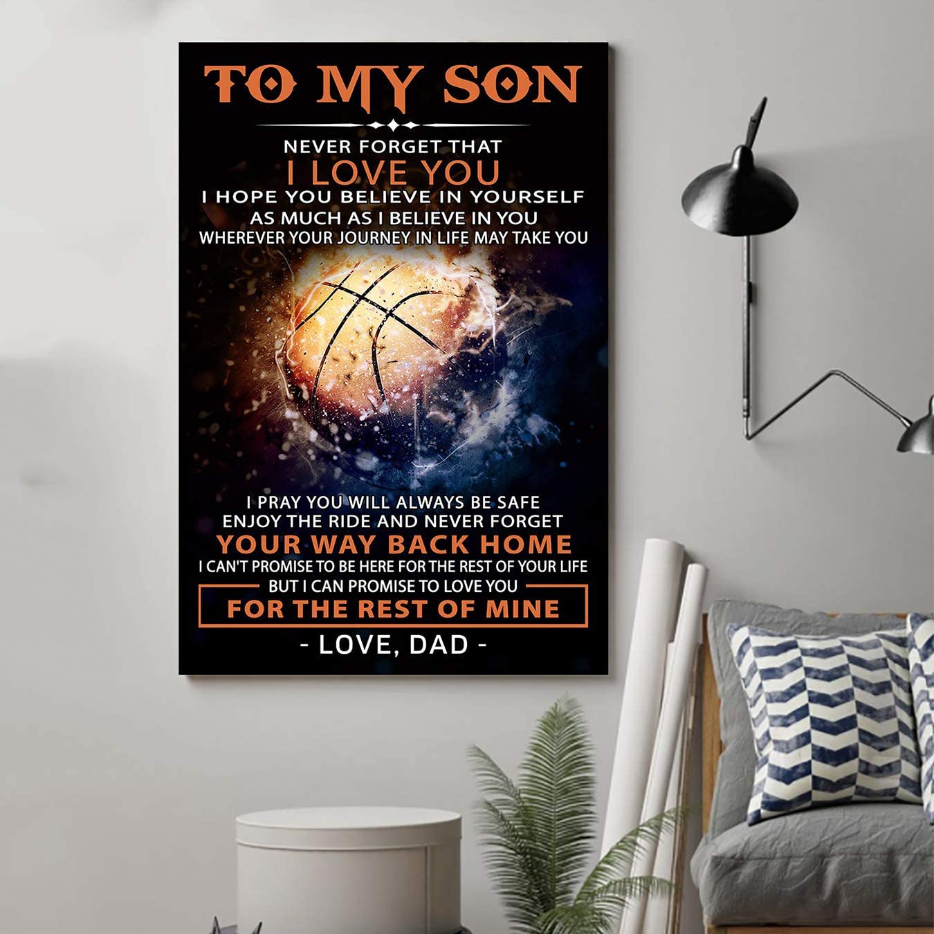 Poster for Room Aesthetic – Command Strips Wall Decor – Lyp6 Basketball Poster – Dad to Son – Your Way Back Home