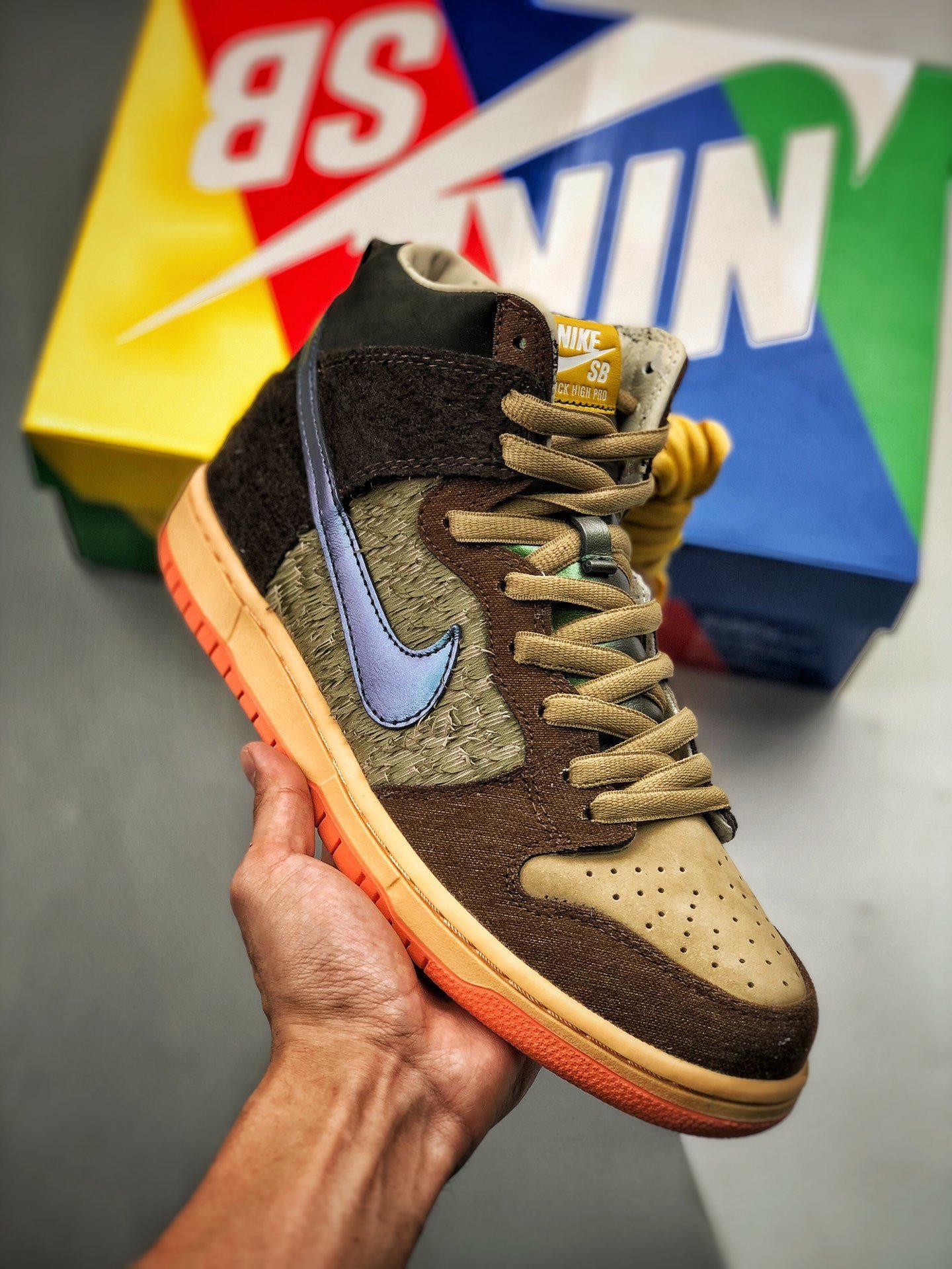 Concepts x Nike SB Dunk High Duck RattanParachute Beige-Orange Chalk-Brown 5341056