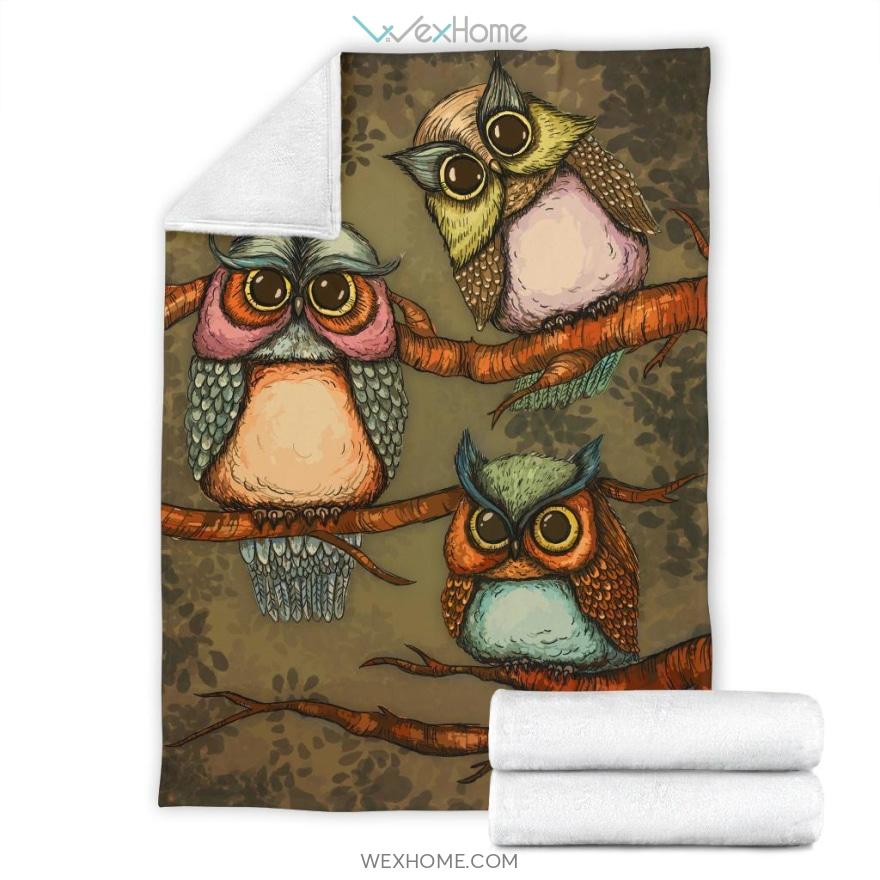 Cute Owls Premium Blanket Owl Lovers Blanket