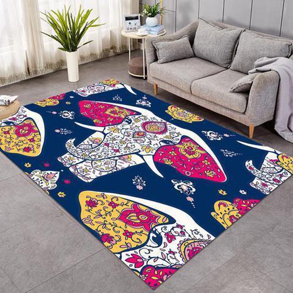 Ritual Elephant Anti-Skid Plush Velour Area Rug | Ar1356