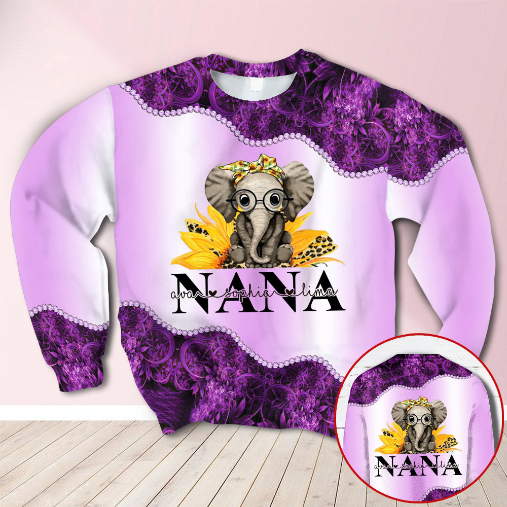 Personalized Nana Elephant Purple All Over Print Shirts, 3D Hoodie, Sweatshirt, Shirt And Polo For Grandma Hn98 Trhn