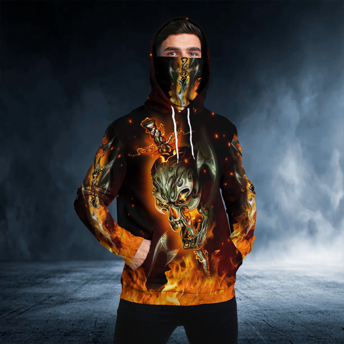Electrical Flashover Skull Bandana Hoodie TattoosCafe
