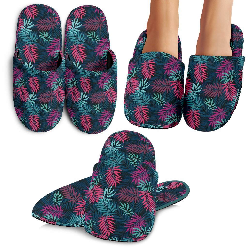 Floral Tropical Hawaii Palm Leaves Pattern Print Premium Home Slippers Ha21824