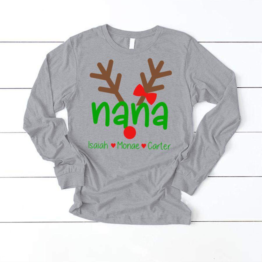 PERSONALIZED NANA REINDEER KIDS NAMES CHRISTMAS SHIRT