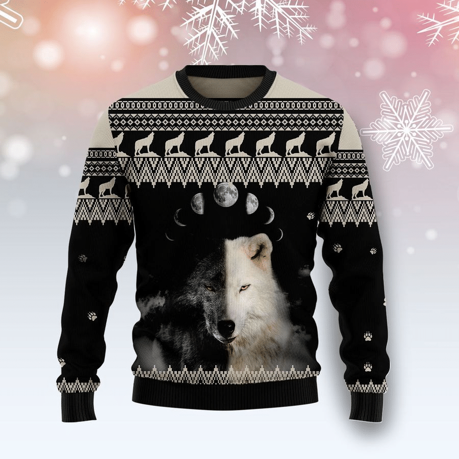 Wolf Christmas Ugly Sweater | Unisex | Full Size | Adult | Colorful | Us1920