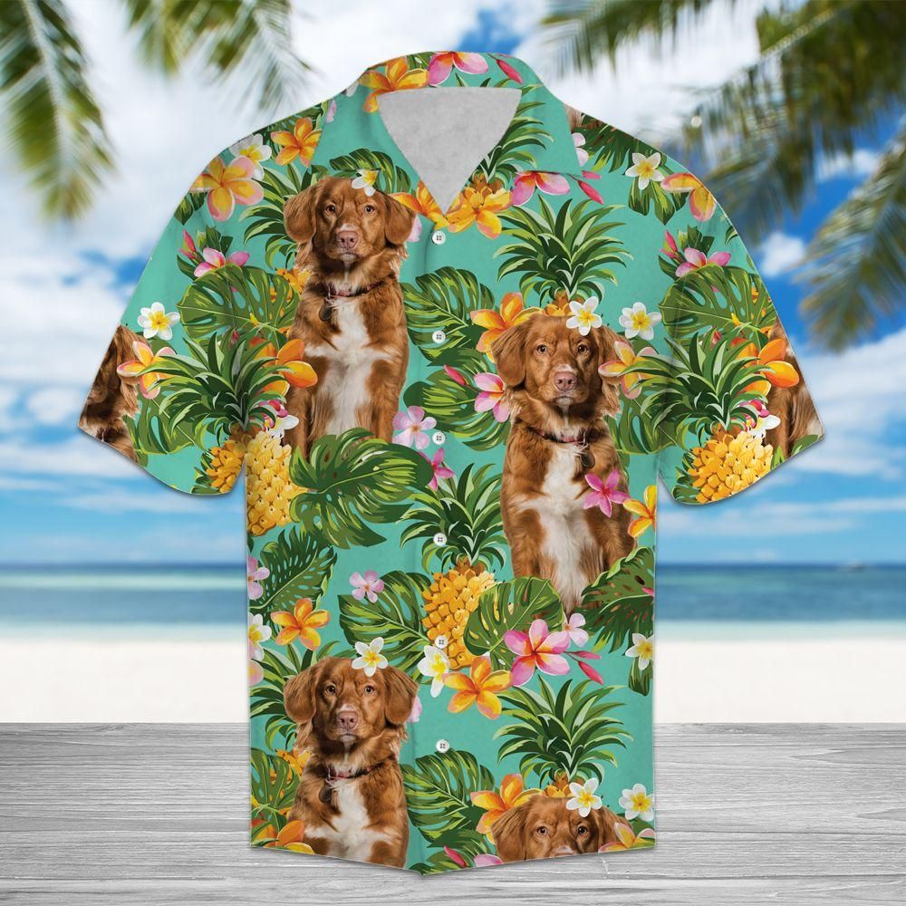 Tropical Pineapple Nova Scotia Duck Tolling Retrieve Aloha Hawaiian Shirt Colorful Short Sleeve Summer Beach Casual Shirt For Men And Women