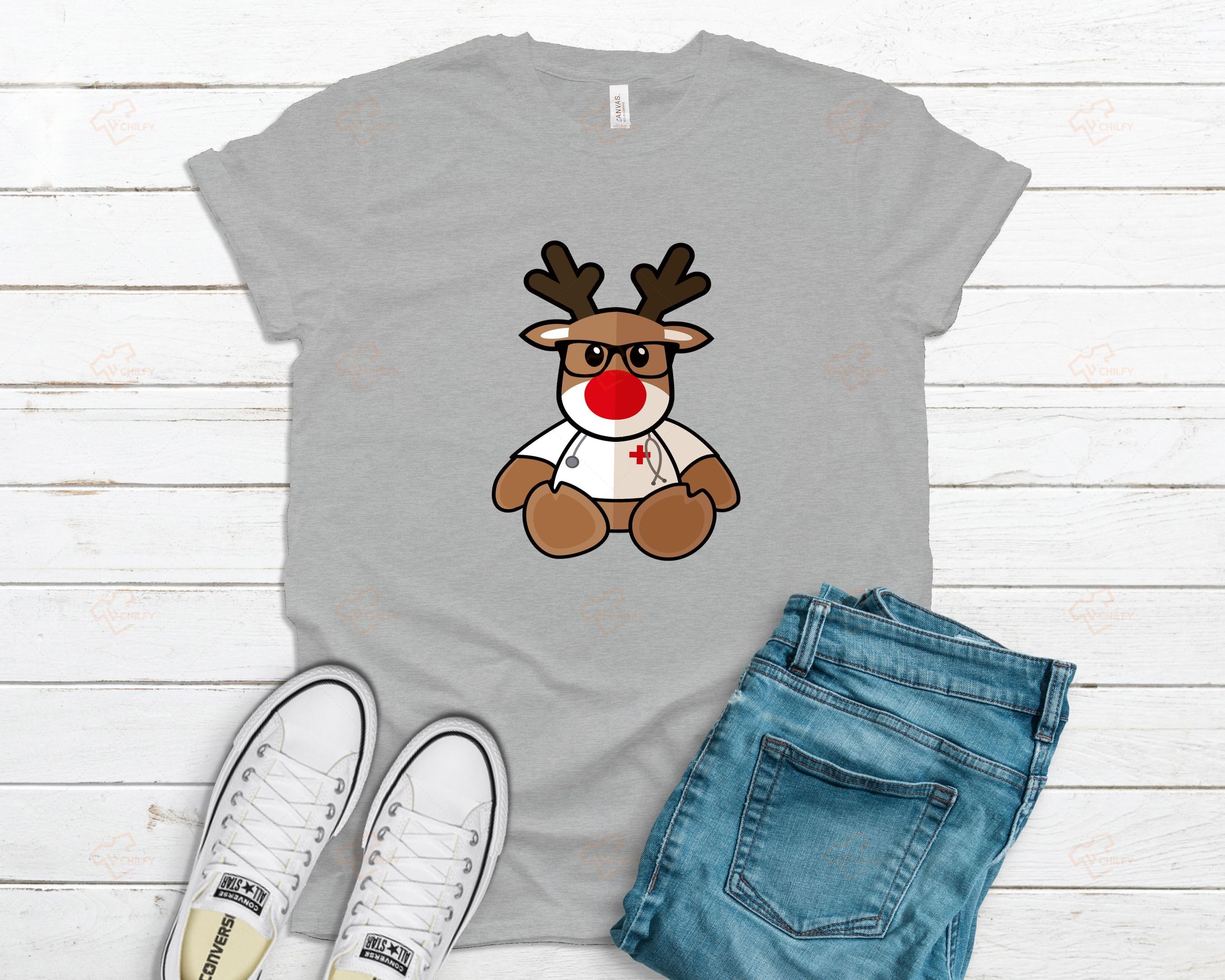 Doctor With Reindeer Shirt, Nurse With Reindeer Shirt, Doctor Christmas Gift, Nurse Chrimast Gift