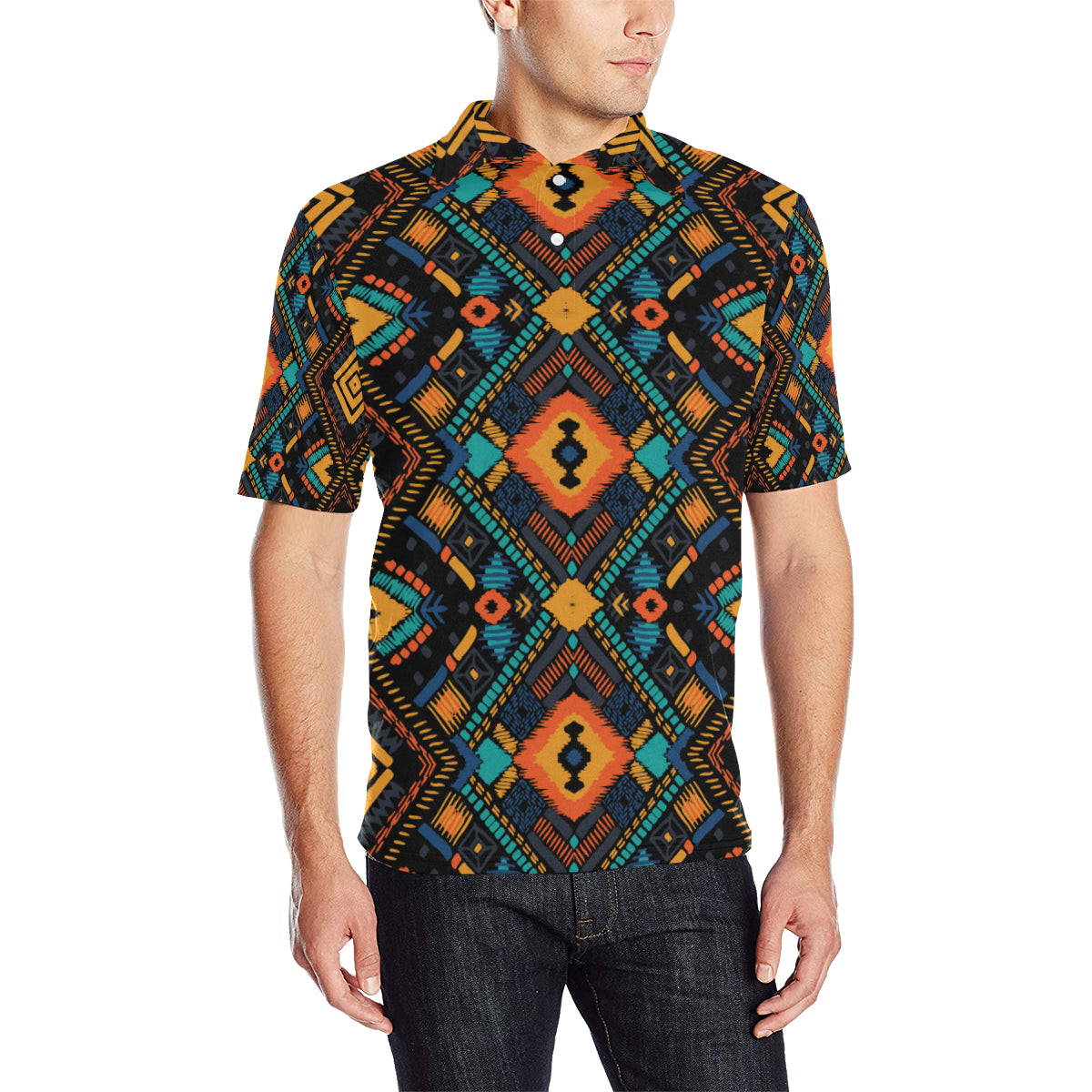 Kente Pattern Print Design 04 Men Polo Shirt