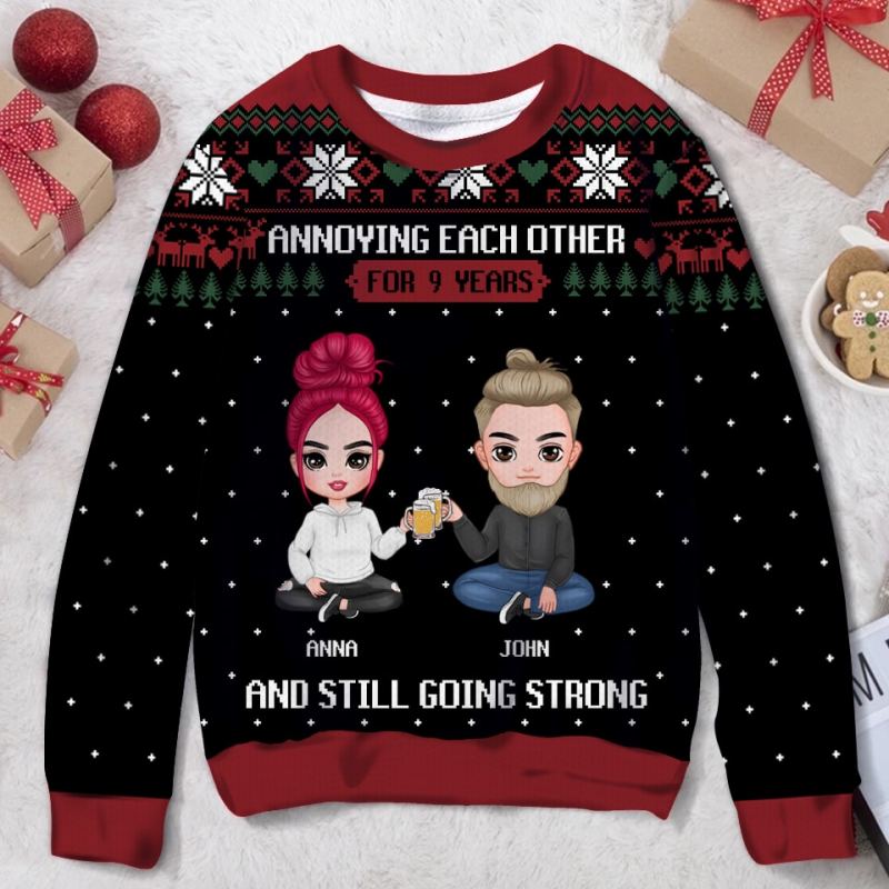 Annoying Each Other For Years Couple Cute Personalized Funny Ugly Christmas Sweater, Gift For Couple