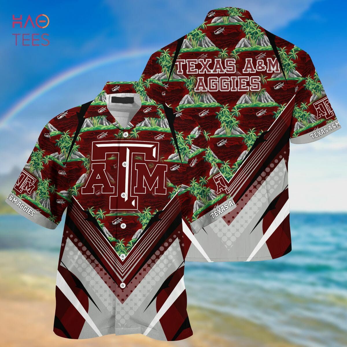 NCCA Texas A&M Aggies Maroon Green Hawaiian Shirt