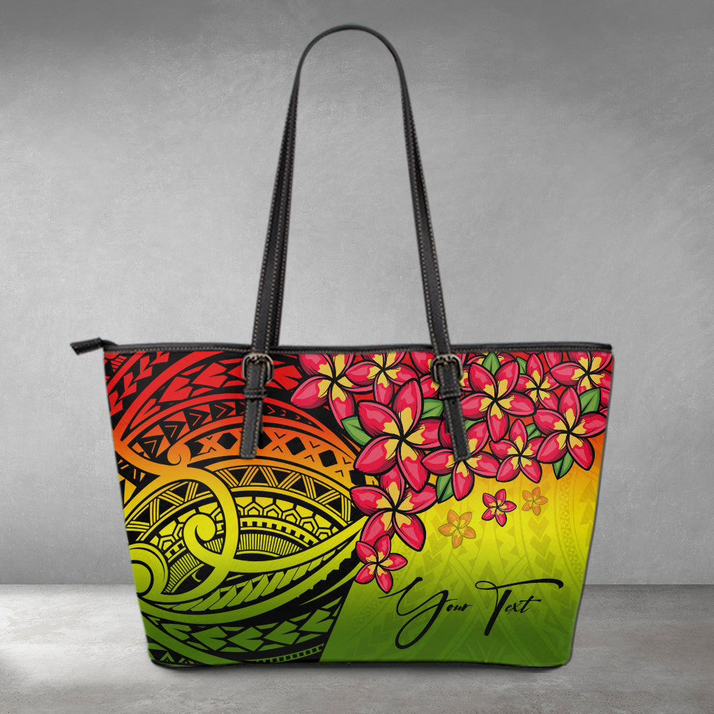 (Custom) Polynesian Leather Tote – Polynesian Plumeria Reggae Personal Signature A24