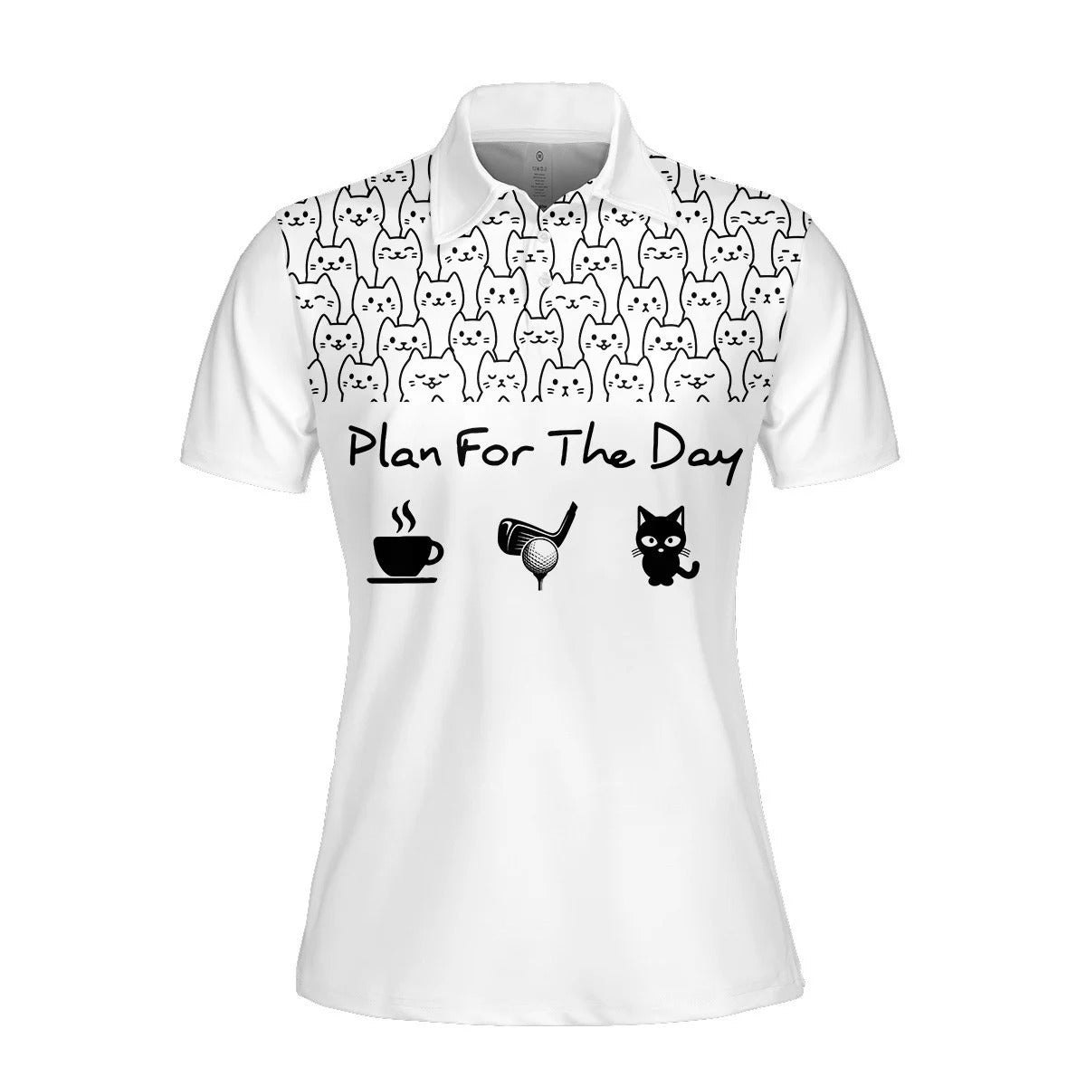 Plan For The Day Coffee Golf And Cat Women Polo Shirt, Women Golfer Gift