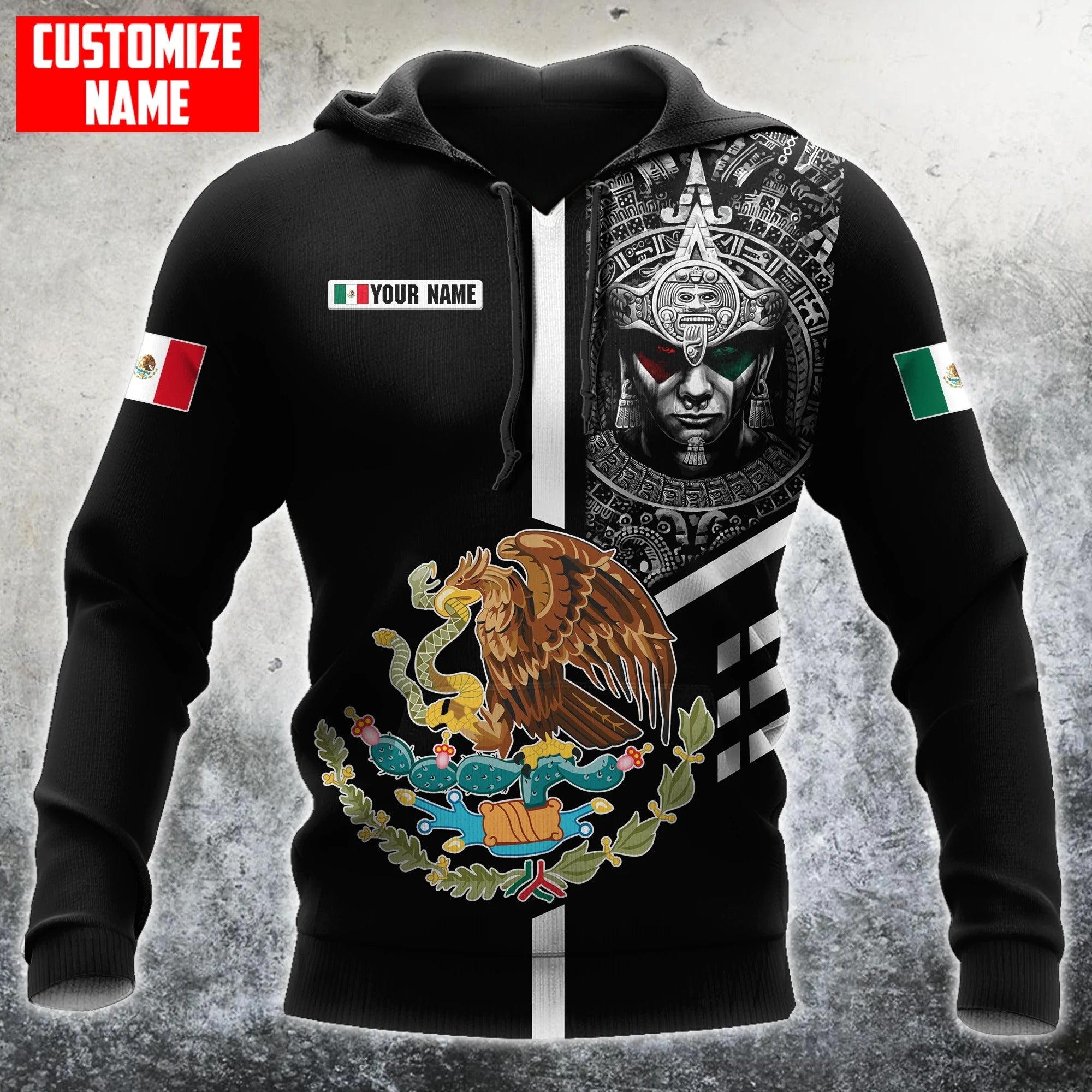 Custom Name Mexico Aztec Warrior Hoodie, Men’S Mexican Hoodie, Aztec Warriors Hoodies