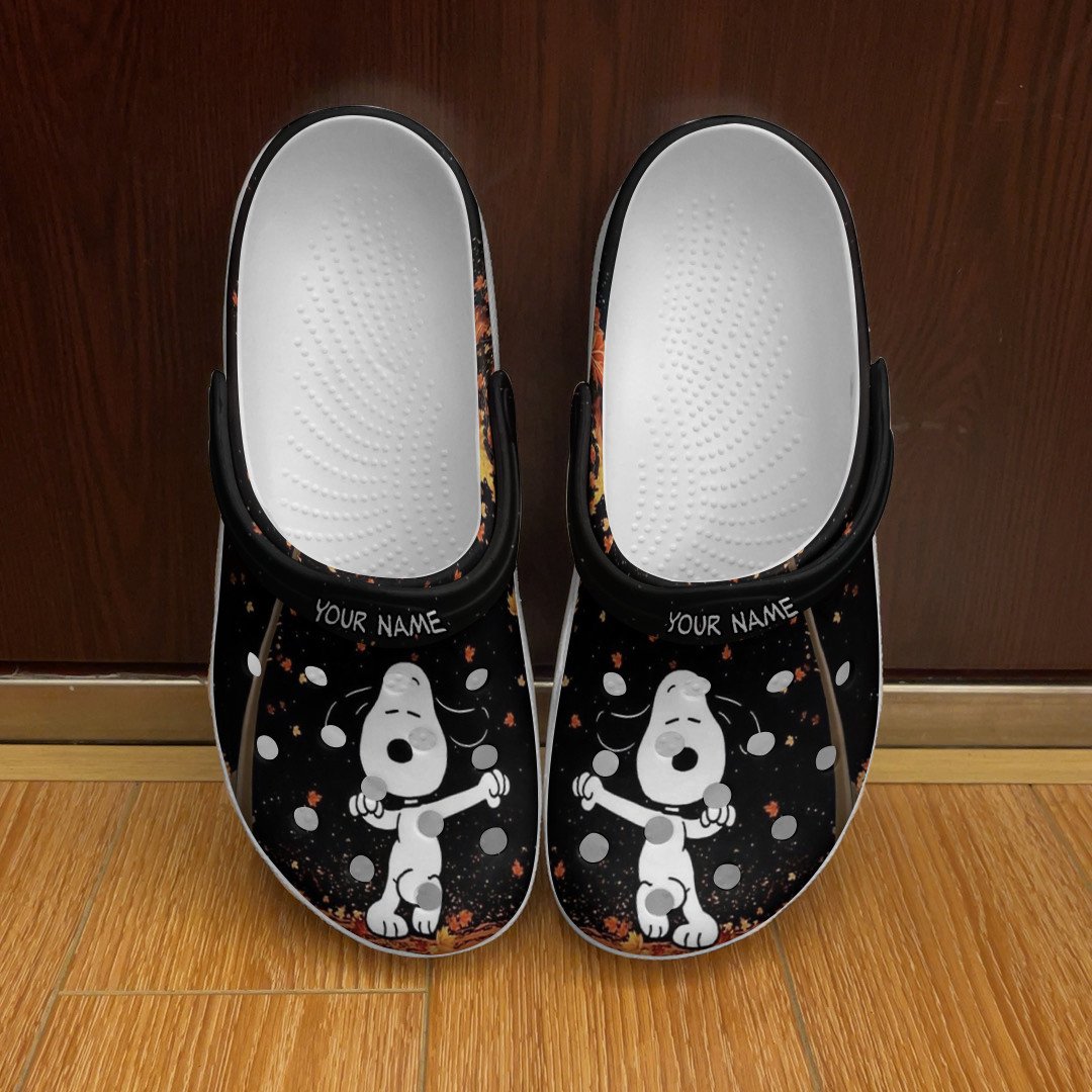 Peanuts Gift For Lover Rubber Crocs Crocband Clogs, Snoopy Dance Comfy Footwear