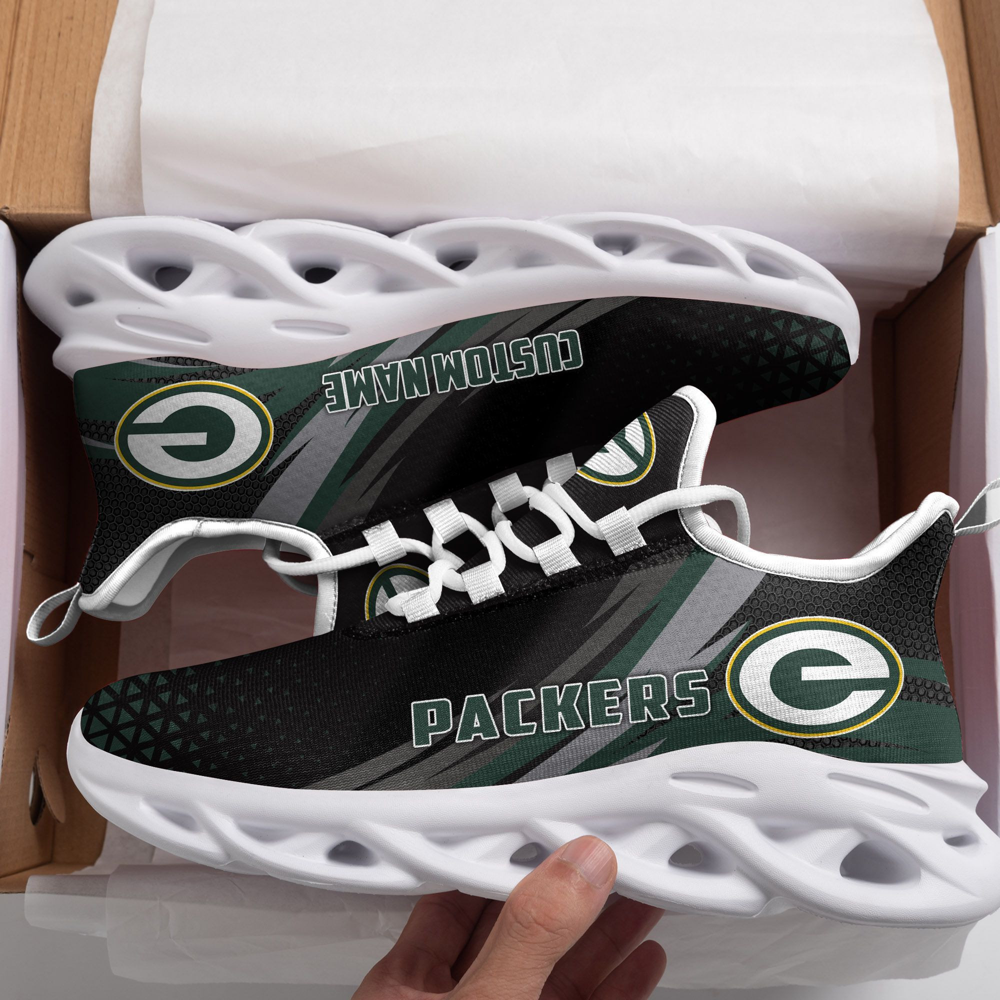 Green Bay Packers Triangle Custom Personalized Max Soul Sneakers Running Sports Shoes For Men Women Football Fanfootball Fan