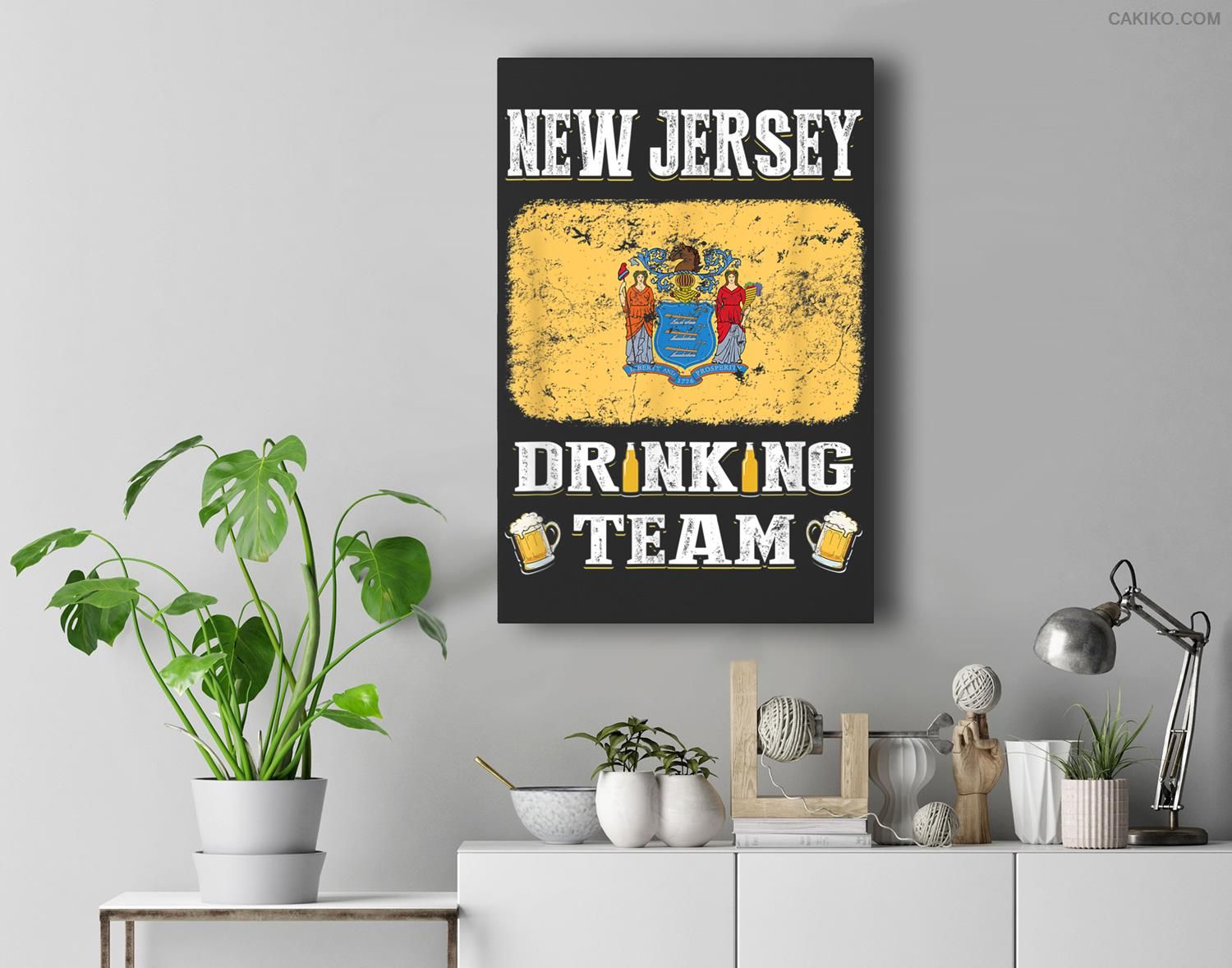 New Jersey Drinking Team Funny Beer Premium Wall Art Canvas Decor